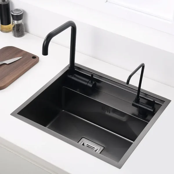 black Hidden Kitchen black sink bowl Bar Stainless Steel Balcony sink Concealed Bar sink With clean water tap Open kitchen sink - Image 3