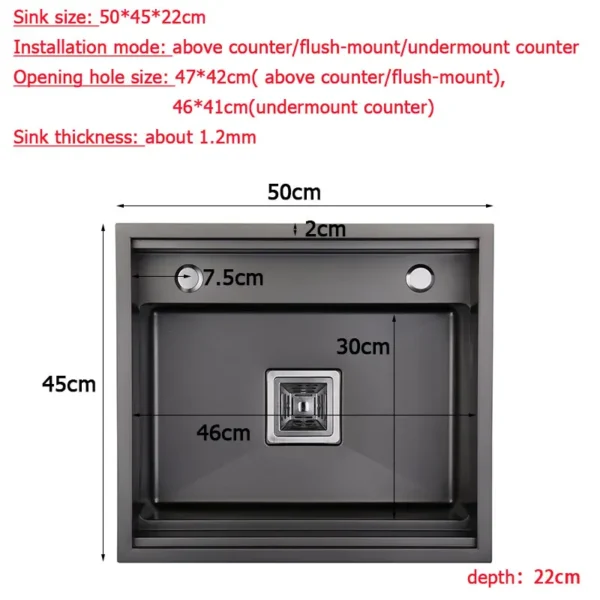 black Hidden Kitchen black sink bowl Bar Stainless Steel Balcony sink Concealed Bar sink With clean water tap Open kitchen sink - Image 5