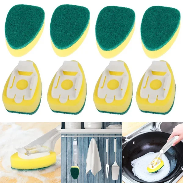 Dish Sponge Dish Wand Sponge Refillable Replacement Heads Kitchen Sink Cleaning Brush Dish Scrubber Scouring Scrubber Pads - Image 3