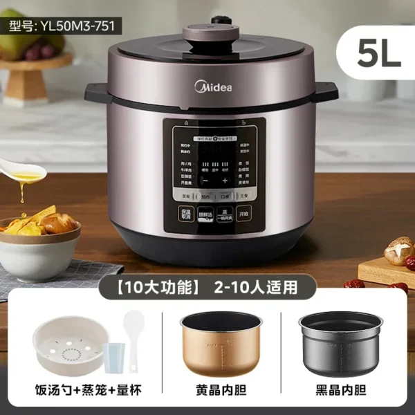 220V Midea Electric Pressure Cooker - Multi-Functional Automatic Rice Cooker, Intelligent New Model with High Pressure A - Image 6