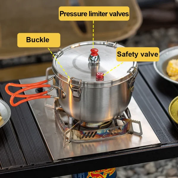 Outdoor Micro Pressure Cooker for Camping, 1-3 Person Stainless Steel Cookware Pot with Storage Carry Bag for Hiking, Picnic - Image 5
