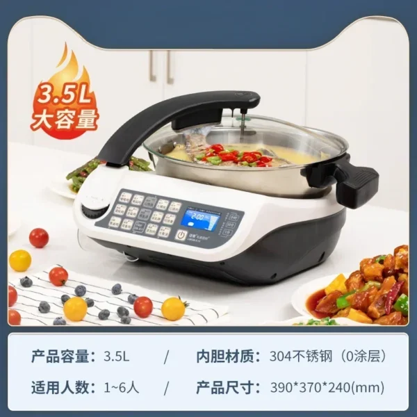 No oil fume Automatic cooking pot new Intelligent cooking robot Large capacity household kitchen Multifunctional cooking machine - Image 5