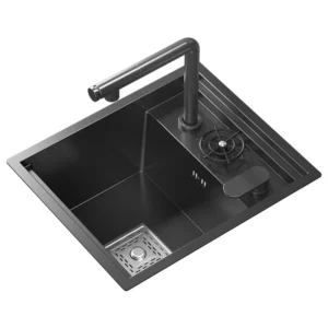 kitchen sink Black nano-sink single-slot household hand-washing basin kitchen large 304 stainless steel sink sink bowl