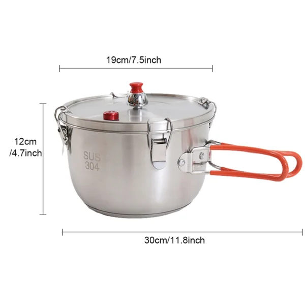 Outdoor Micro Pressure Cooker for Camping, 1-3 Person Stainless Steel Cookware Pot with Storage Carry Bag for Hiking, Picnic - Image 4