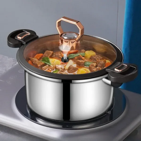 Micro pressure pot 304 stainless steel thickened soup pot household double ear bottle soup pot thickened composite bottom - Image 3