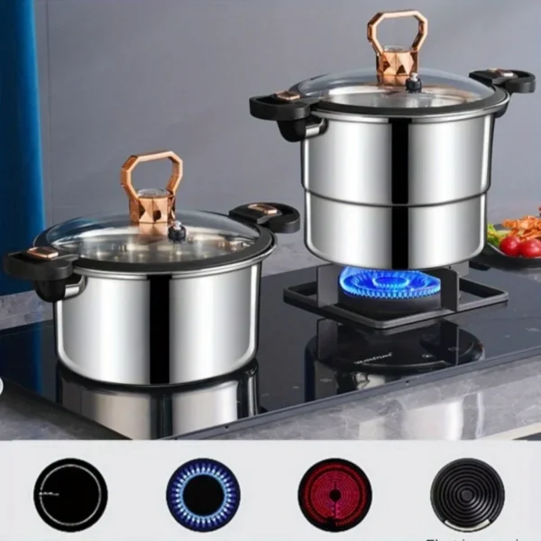 Micro pressure pot 304 stainless steel thickened soup pot household double ear bottle soup pot thickened composite bottom - Image 2