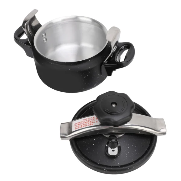 1.5/2/3L Black Pressure Canner, Aluminum Alloy Pressure Cooker, Explosion Proof, Compound Bottom, Multi-Stove Compatible - Image 2