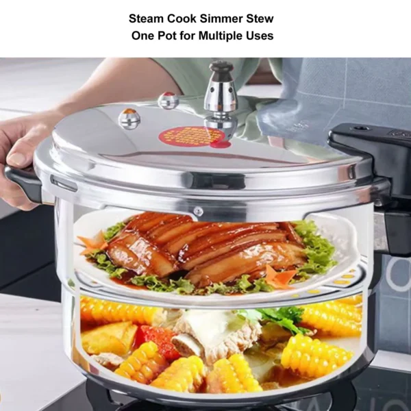 Pressure Cooker Multi Purpose Aluminum Safety Valves with Steaming Plate Household Stovetop Pressure Canner for Induction Cooker - Image 4