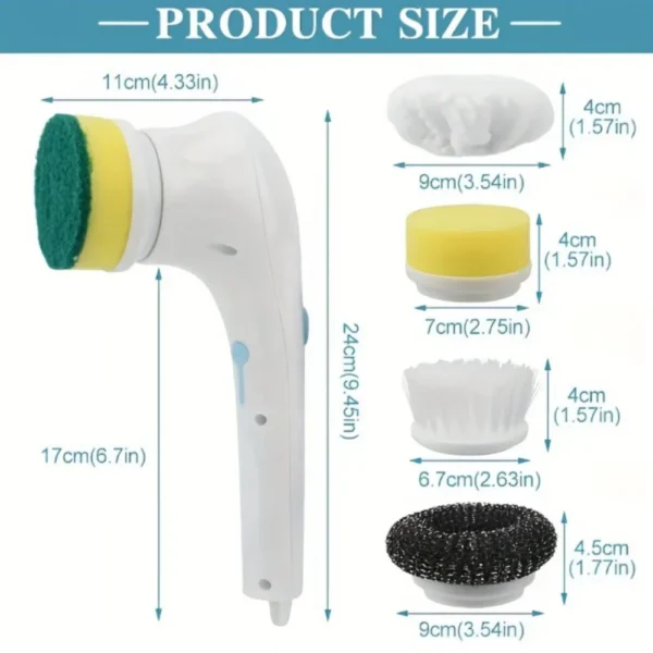 Multifunctional Electric Cleaning Brush, 5 in 1, Bathroom Wash, Kitchen Dryer, Dishwashing Tool, Bathtub - Image 6