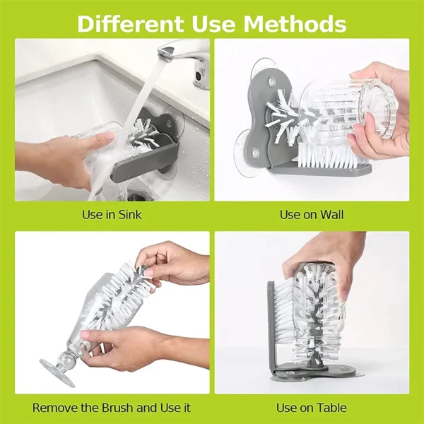LMETJMA Water Bottle Cleaning Brush Glass Cup Washer with Suction Base Kitchen Sink Beer Glass Long Leg Cup Cleaning Brush JT113 - Image 4