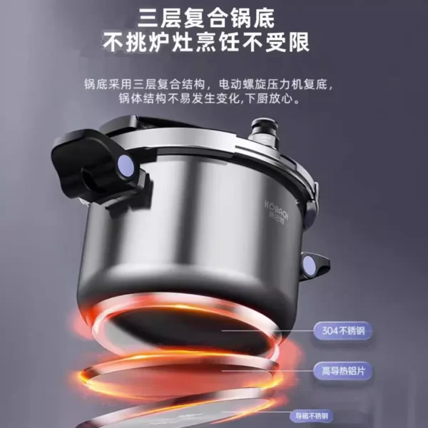 Advanced Pressure Cooker German Style Folding Upright Lid Pressure Cooker Stainless Steel Thickened Explosion Proof Household - Image 5