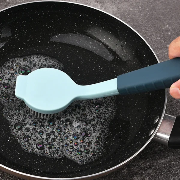 1PC Cleaning Brush Kitchen Soft Plastic Long Handle Silicone Brush Dishes Scrub POTS Brush Decontamination Cleaning Brush