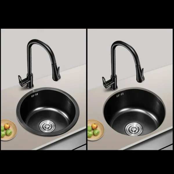 Nano Kitchen Sink Round Single-slot 304 Stainless Steel Sink Bar Balcony Washbasin Under-counter Basin Kitchen Accessories y - Image 5