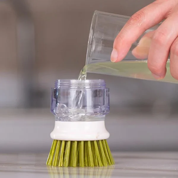Kitchen Wash Pot Dish Brush with Dispenser Liquid Filling By Pressing Does Not Hurt Pan Automatic Cleaning Brushes - Image 3