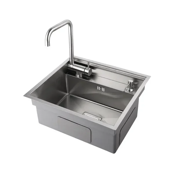 Hidden Black Kitchen Sink Bowl Bar Stainless Steel Balcony Sink Concealed Black Bar Sink with Clean Water Tap Open Kitchen - Image 6