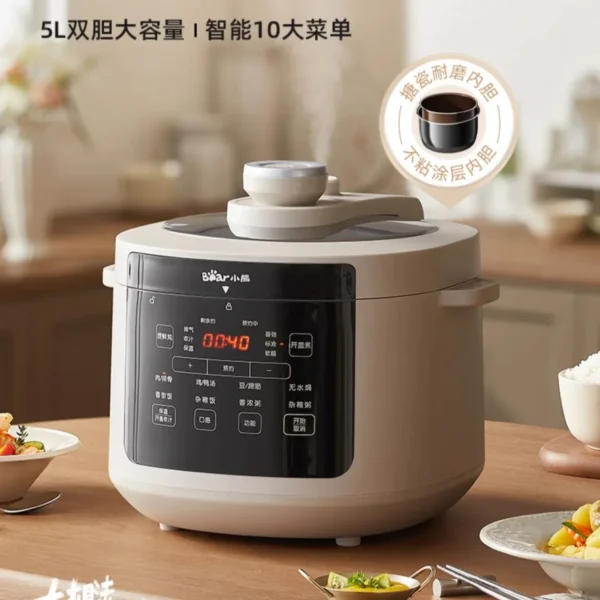 Electric pressure cooker household double tank 5 liters multi-function automatic rice cooker pressure cooker two in one - Image 2