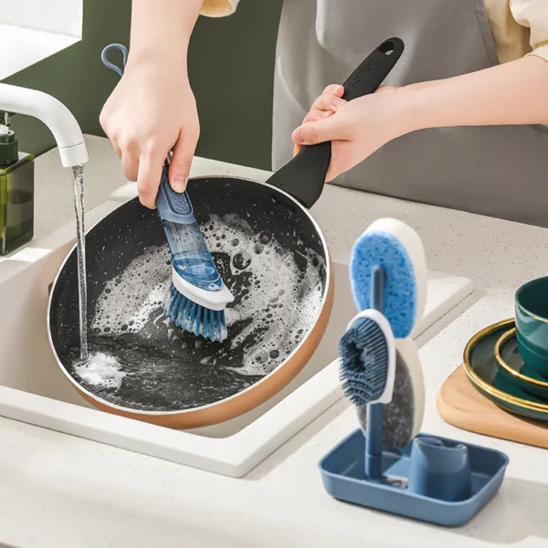 Kitchen Cleaning Tools Long Handle Dish Brush Liquid Soap Dispenser Cleaner Dish Scrubber Brush Dishwashing Sponge Pot Wash Wipe - Image 3