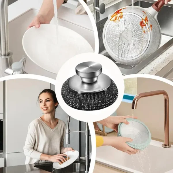 Stainless Steel Scrubber Stainless Steel Cleaning Pads Dish Brush Stainless Steel Steel Wool Brush for Iron Pots - Image 5