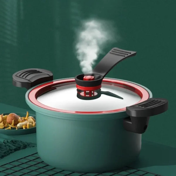 With Non-stick Coating 3.5L Pressure Cooker Lid Anti-scald Two Ears Handle Micro Pressure Cooker Flat Bottom Thickened - Image 2