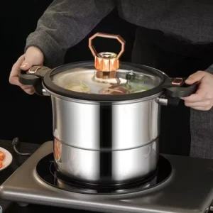 Micro pressure pot 304 stainless steel thickened soup pot household double ear bottle soup pot thickened composite bottom