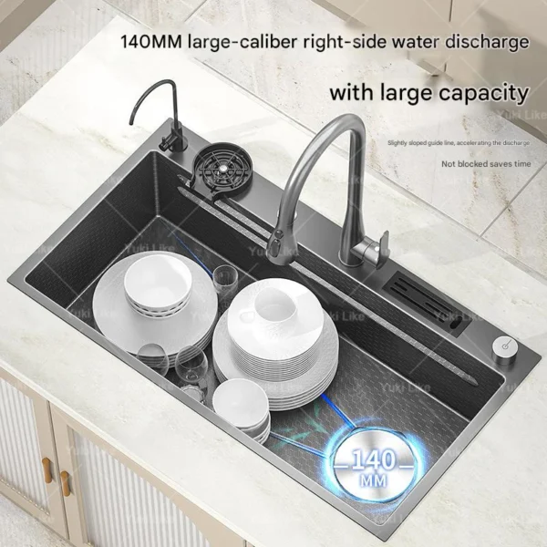 Stainless Steel Kitchen Sink Embossed Extra Large Single Slot Multifunctional Dishwashing Sinks Wash Basin - Image 3
