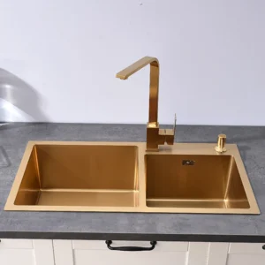 Gold kitchen sink double Sink Bowl Stainless Steel Kitchen Towel Basket Strainer Golden Washing Basin Kitchen Sinks