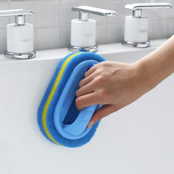 Household Cleaning Brush With Handle Dish Soap Bathroom Kitchen Tub Thicken Scrubbing Sponge Wipe Durable Tools Accessories Home - Image 2
