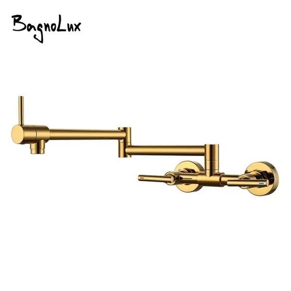 Pot Filler Faucet Wall Mounted Kitchen Mixer Solid Brass Swivel Spout Hot And Cold Water With Dual Handle - Image 6
