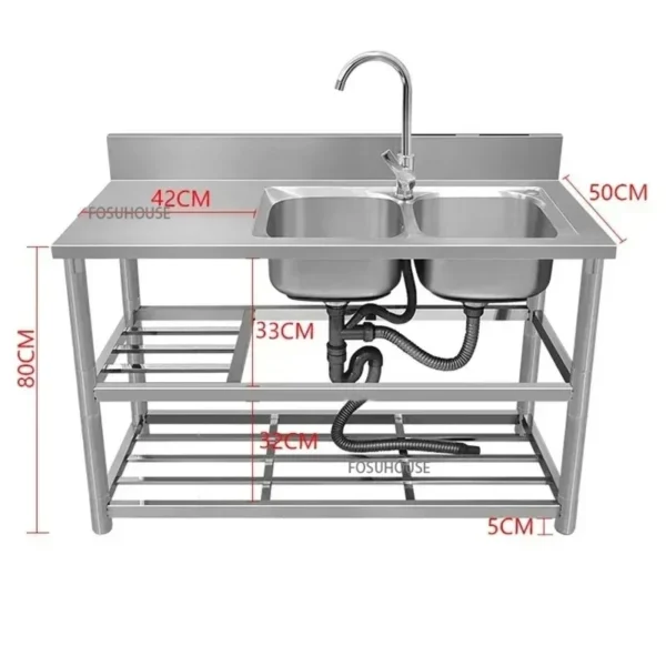 Household Vegetable Washing Basin with Bracket Commercial Stainless Steel Kitchen Sinks Kitchen Workbench Washing Single Sink - Image 6
