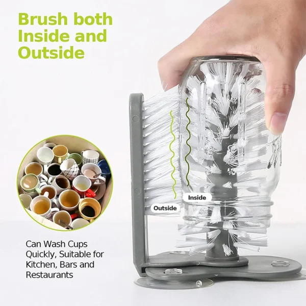 LMETJMA Water Bottle Cleaning Brush Glass Cup Washer with Suction Base Kitchen Sink Beer Glass Long Leg Cup Cleaning Brush JT113 - Image 5