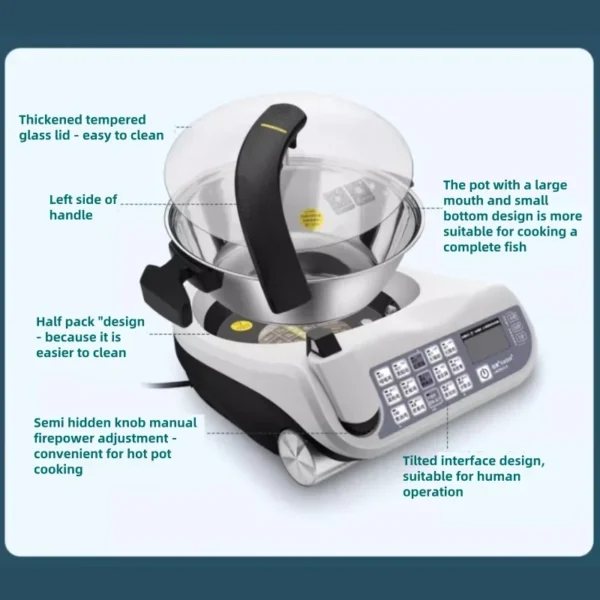 220V Large-Capacity Smart Cooking Robot, Multifunctional Stir Fryer for Home Use, No oil fumes with Automatic Cooking - Image 2