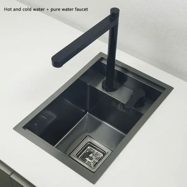 Hidden Black Kitchen Sink Single Bowl Bar Small Size Sink Stainless Steel Balcony Sink Concealed Black Kitchen - Image 4