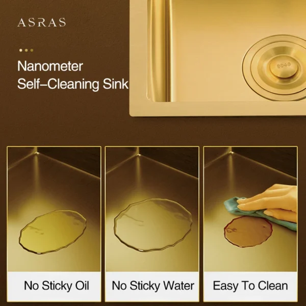 Nanometer Gold 304 Stainless Steel Handmade kitchen Bar Counter Sink Cover hidden Single Kitchen Small Size Kitchen Sink - Image 4