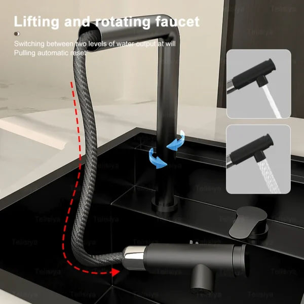 Hidden Kitchen Sink Bar Sink Kit Folding Faucet Drain Pipe,Drop-in Undermount Sink,Small Stainless Steel Sink for Workstation RV - Image 3