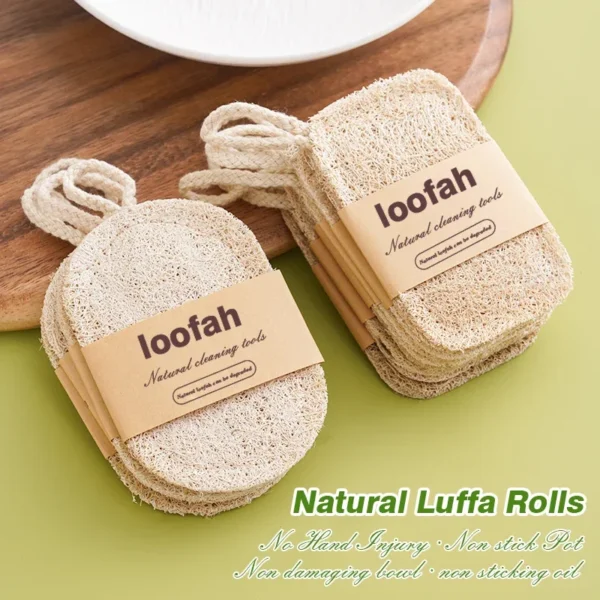 Natural Luffa Dish Towel Washing Cloth Sponge Loofah Scrub Pad Dish Pot Oil Stain Removing Scrubber Kitchen Clean Brushes Pad - Image 3