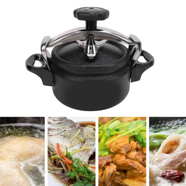 1.5/2/3L Black Pressure Canner, Aluminum Alloy Pressure Cooker, Explosion Proof, Compound Bottom, Multi-Stove Compatible - Image 6