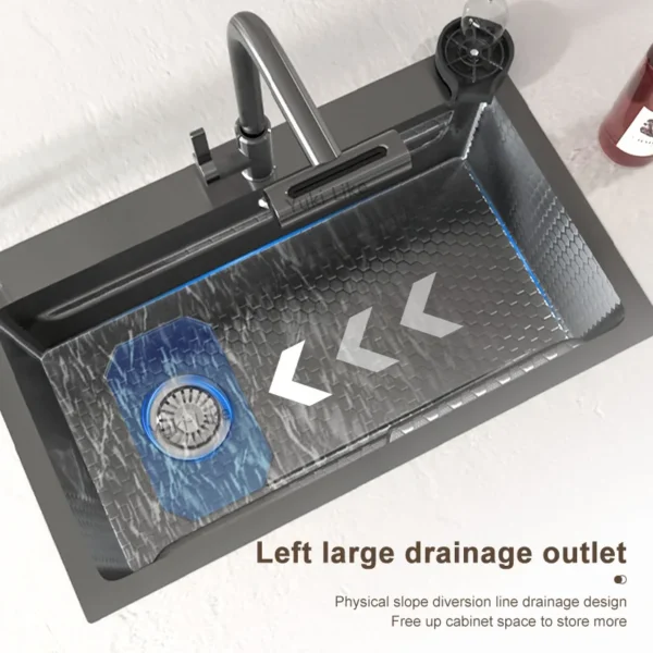 Stainless steel Kitchen Sink Embossed Large Single Slot Washing pond With Kitchen Faucet Wash Basin Water On The Left Side - Image 2