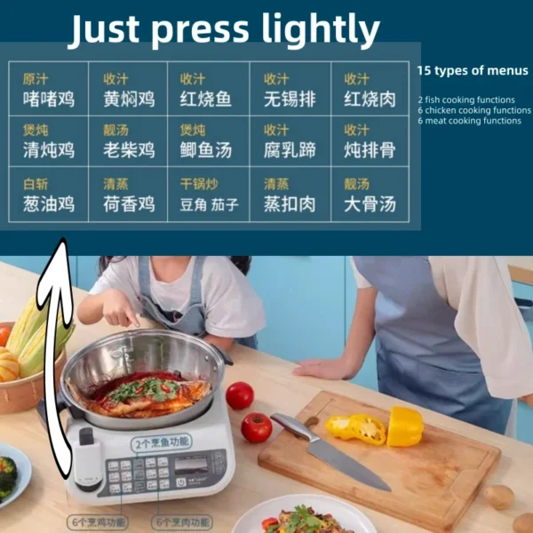 220V Large-Capacity Smart Cooking Robot, Multifunctional Stir Fryer for Home Use, No oil fumes with Automatic Cooking - Image 3