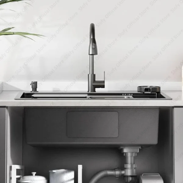 Multifunctional Kitchen Sink Large Capacity Single Bowl Stainless Steel Sink Vegetable Workstation With Faucet Drain Accessories - Image 6