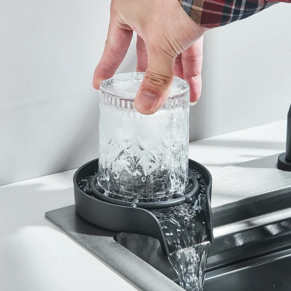 Waterfall Kitchen Sink 304 Stainless Steel Sink Large Single basin With Large Single Slot Sink Above Counter With Cup Disher - Image 6