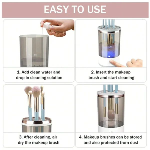 Automatic Makeup Brush Electric Cleaner Machine USB Rechargeable Make Up Brush Rotary Washer Quick Dry Sterilize Tool - Image 2