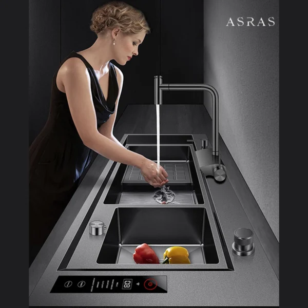 ASRAS Nanometer Smart Purifying Kitchen Sink Large Size Handmade Step Sink Smart Purifying Kitchen Island Sinks - Image 2