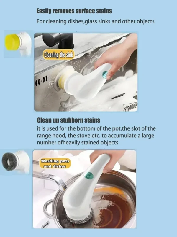 Multi-functional Electric Cleaning Brush for Kitchen and Bathroom - Wireless Handheld Power Scrubber for Dishes, Pots, and Pans - Image 5