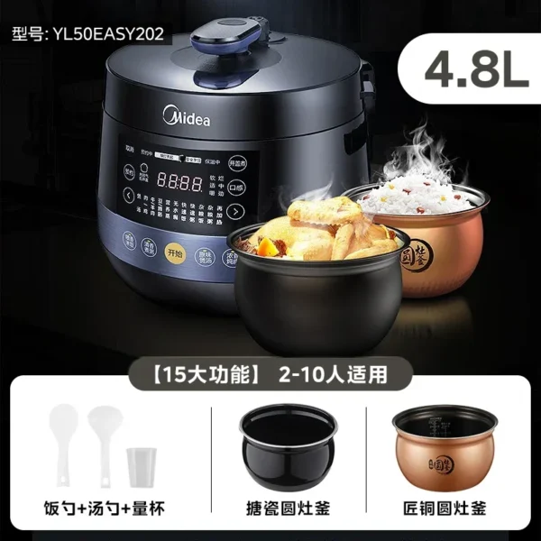 220V Midea Electric Pressure Cooker - Multi-Functional Automatic Rice Cooker, Intelligent New Model with High Pressure A - Image 4