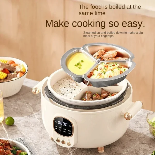 220V/Household three grid electric pressure cooker, household multi-functional electric hot pot, Yuanyang rice cooker - Image 2