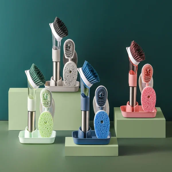 Kitchen Cleaning Tools Long Handle Dish Brush Liquid Soap Dispenser Cleaner Dish Scrubber Brush Dishwashing Sponge Pot Wash Wipe - Image 5