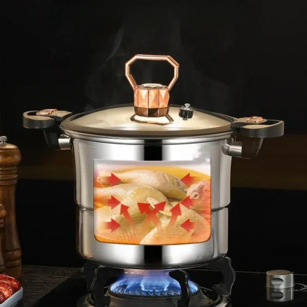 Micro pressure pot 304 stainless steel thickened soup pot household double ear bottle soup pot thickened composite bottom - Image 4