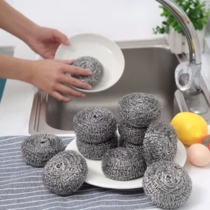 4/6Pcs Stainless Steel Sponges Scrubbers Cleaning Ball Iron Rust Scrubber Scouring Pads Ball for Pot Pan Dish Wash Cleaning
