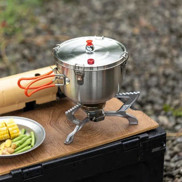 Outdoor Micro Pressure Cooker for Camping, 1-3 Person Stainless Steel Cookware Pot with Storage Carry Bag for Hiking, Picnic - Image 2