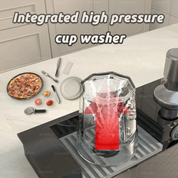 Stainless Steel Waterfall Kitchen Sink Cup Washer Knife Rack Embossed Extra Large Single Slot Apartment Left Side Drainage - Image 4